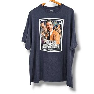 Mister Rogers Hello‎ Neighbor Graphic Tee TV Show Heather Blue 2XL